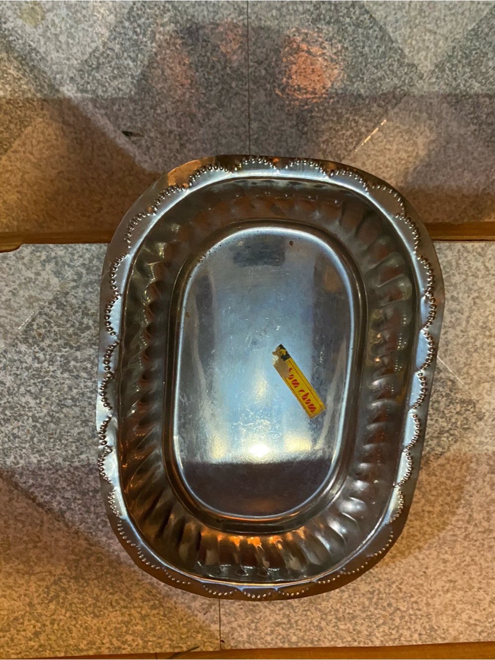 Ornate Silver-Tone Oval Serving Platter
